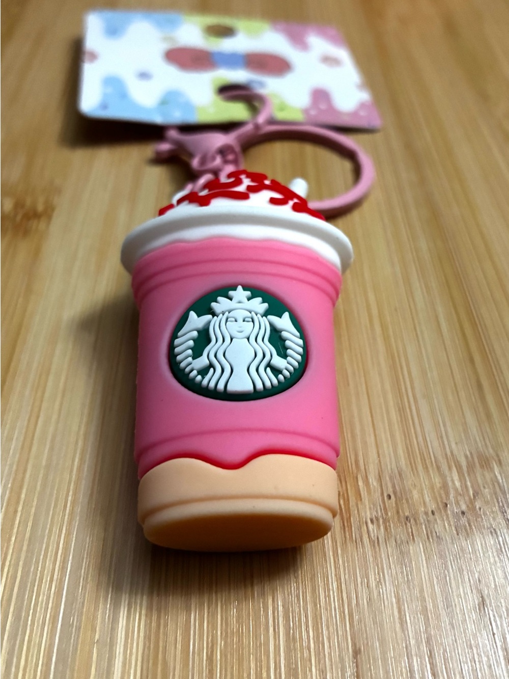 Pink Drink Keychain/Bag Charm with Green Logo
